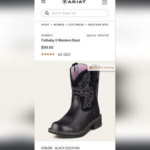 ARIAT Black and Pink Fatbaby Western Boots